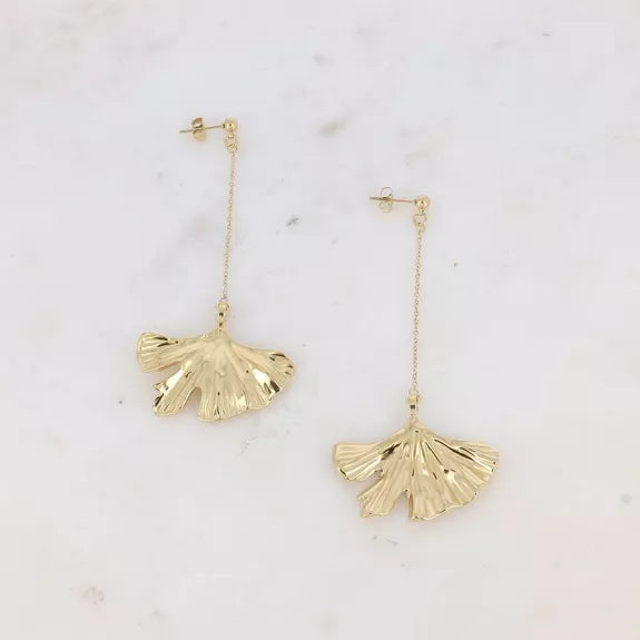 Shiny Ginkgo Drop Earrings β Gold & Gorgeous! β¨