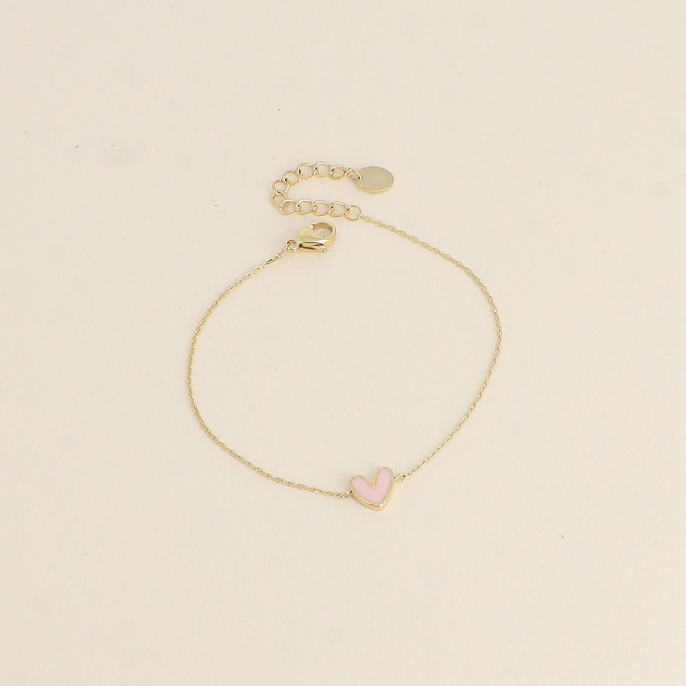 Rose Enamel Heart Bracelet ✨🌸