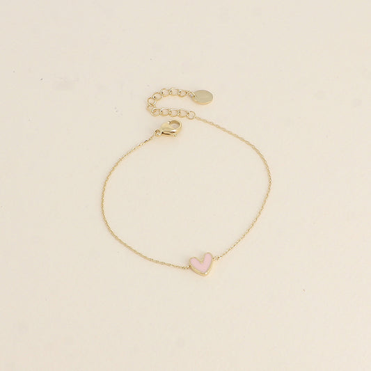 Rose Enamel Heart Bracelet ✨🌸