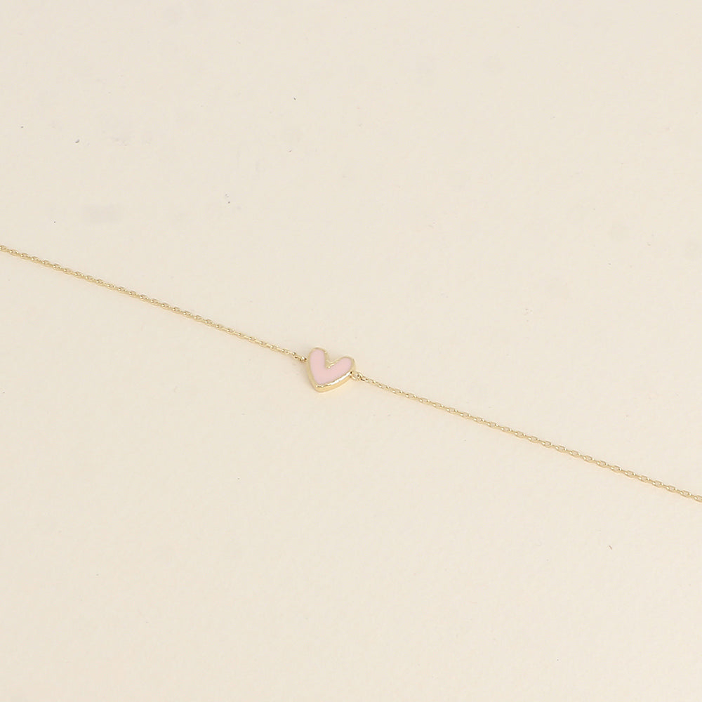 Rose Enamel Heart Bracelet ✨🌸