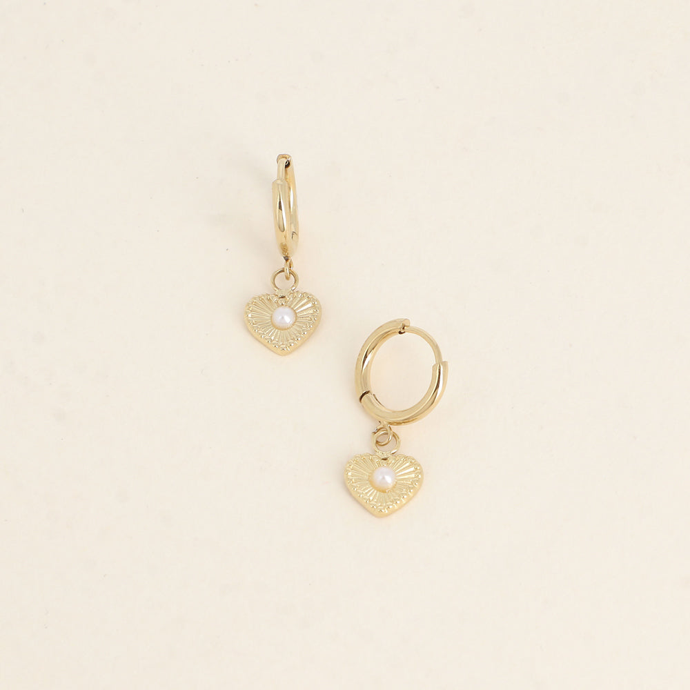 Heart Pearl Drop Hoops – Sweet charm with a soft glow 💖✨