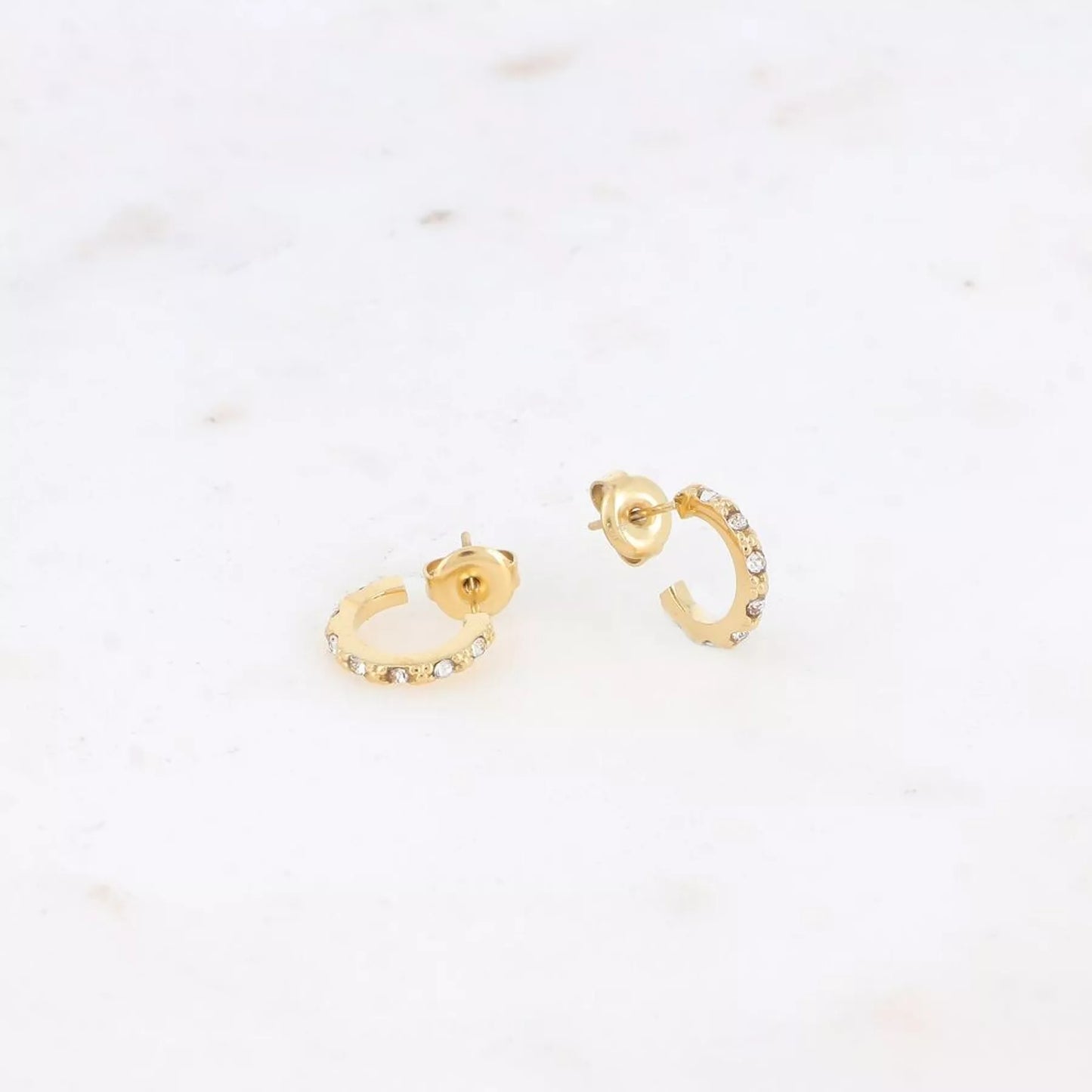 Gold Crystal Mini Hoops – Subtle sparkle, everyday shine ✨💎