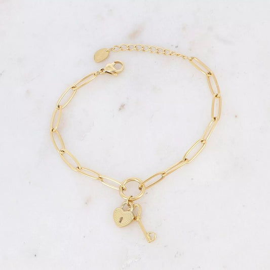 Rosia Heart & Key Bracelet – Locked In Style 🔐💛